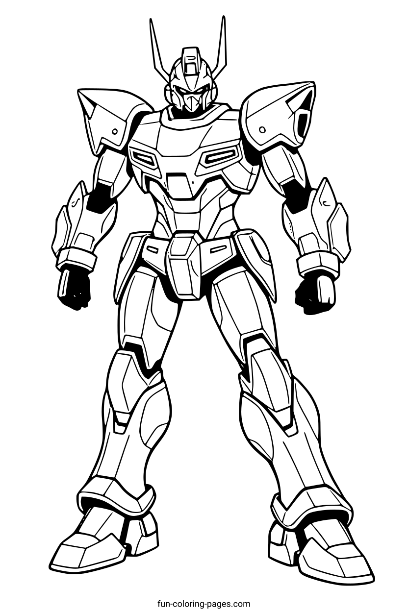 Futuristic Robot Warrior – free printable coloring page, available as PDF and SVG