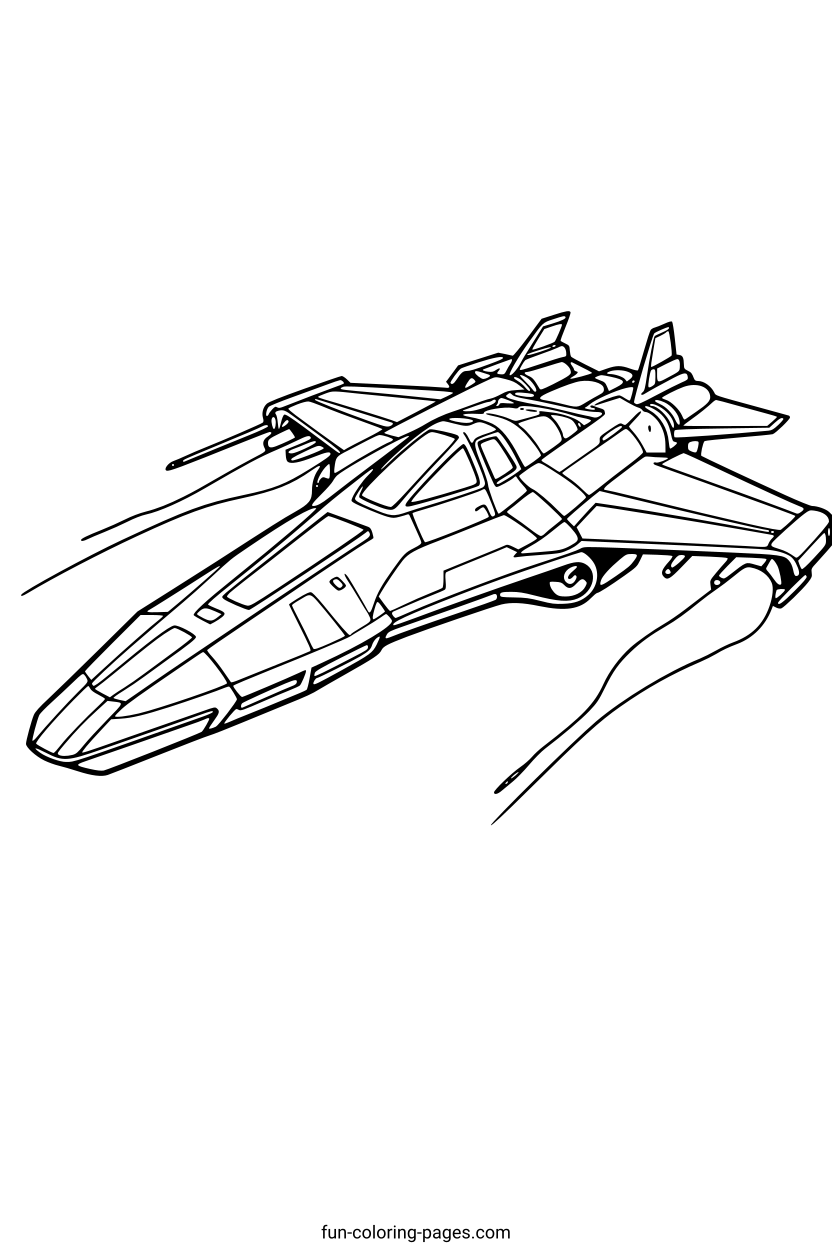 Futuristic Starship Design – free printable coloring page, available as PDF and SVG