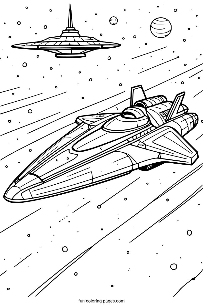 Galactic Space Fleet Adventure – free printable coloring page, available as PDF and SVG