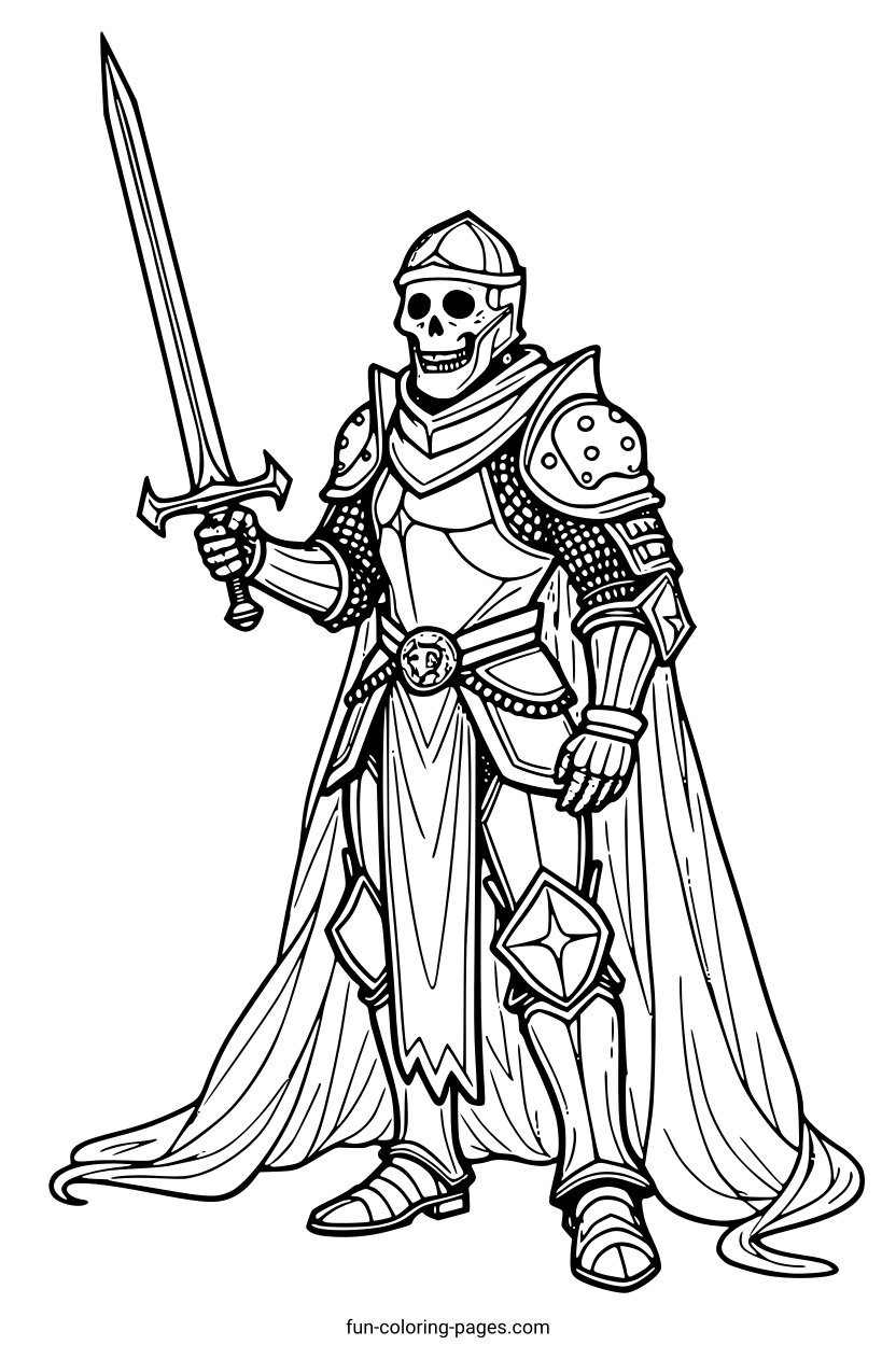 Ghostly Knight in Armor – free printable coloring page, available as PDF and SVG