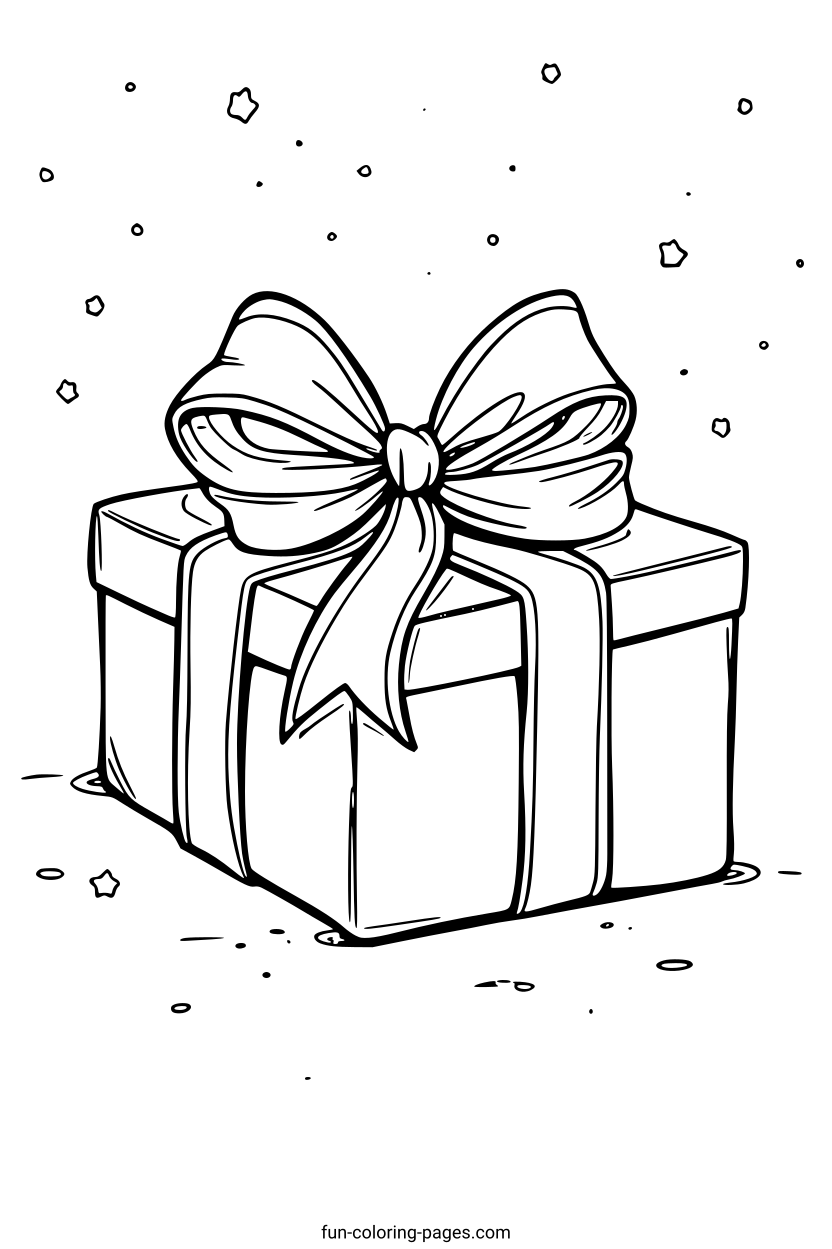 Gift Box with Ribbon Bow – free printable coloring page, available as PDF and SVG