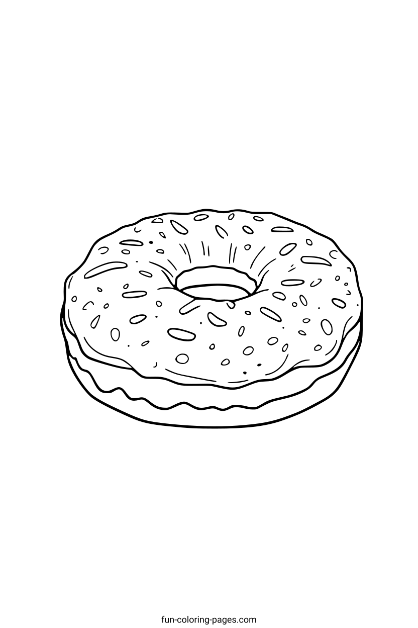 Glazed Donut with Sprinkles – free printable coloring page, available as PDF and SVG