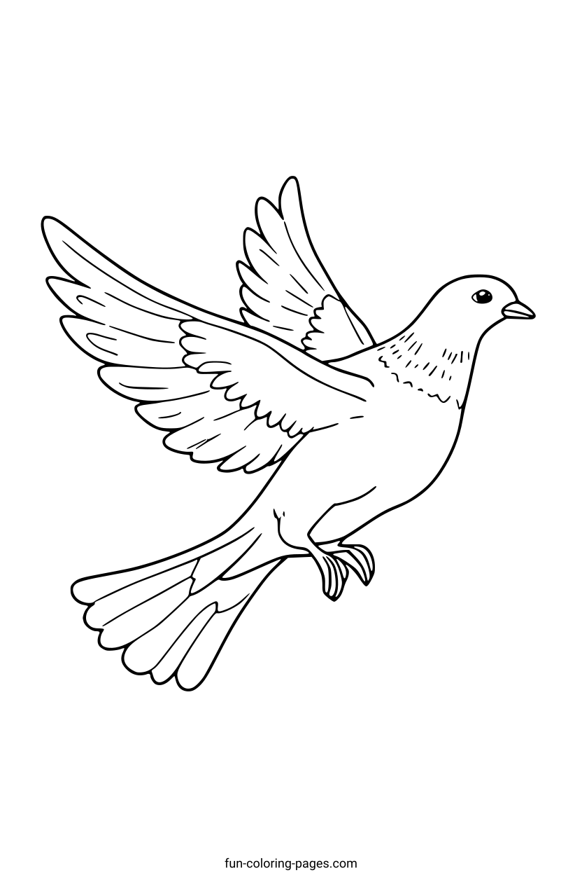 Graceful Dove in Flight – free printable coloring page, available as PDF and SVG
