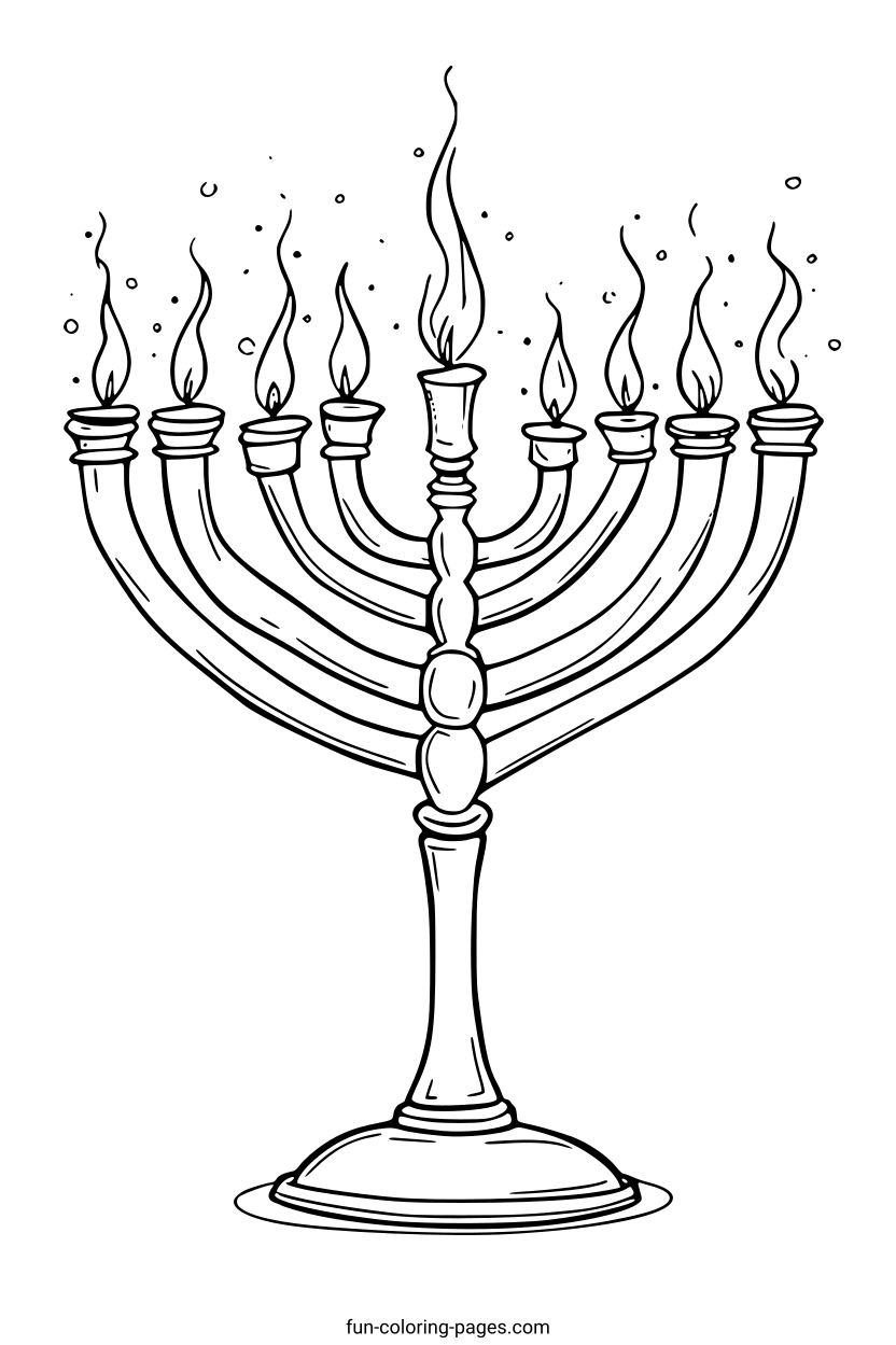 Hanukkah Menorah – free printable coloring page, available as PDF and SVG