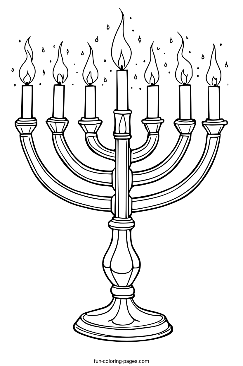 Hanukkah Menorah – free printable coloring page, available as PDF and SVG