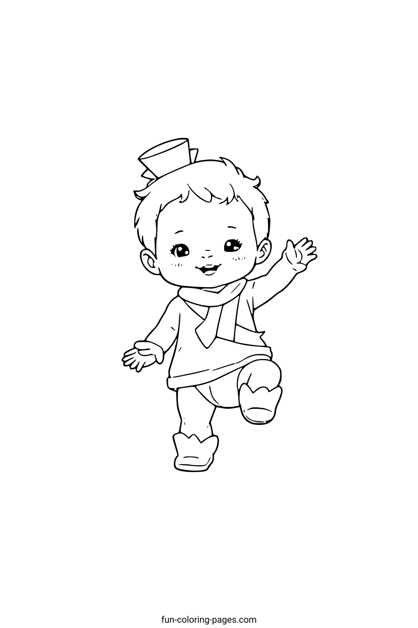Happy Baby in Party Hat – free printable coloring page, available as PDF and SVG