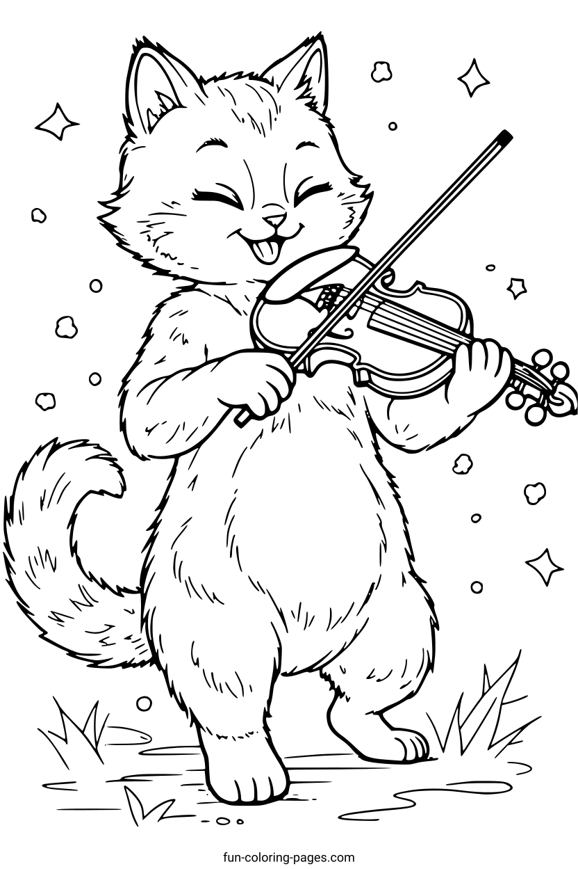 The Cat and the Fiddle – free printable coloring page, available as PDF and SVG