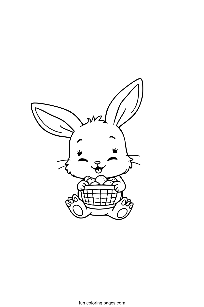 Happy Easter Bunny – free printable coloring page, available as PDF and SVG