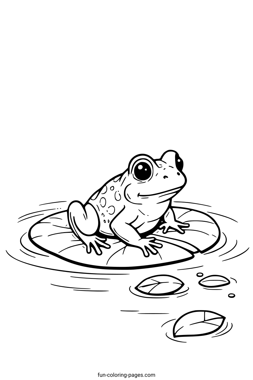 Happy Frog on Lily Pad – free printable coloring page, available as PDF and SVG
