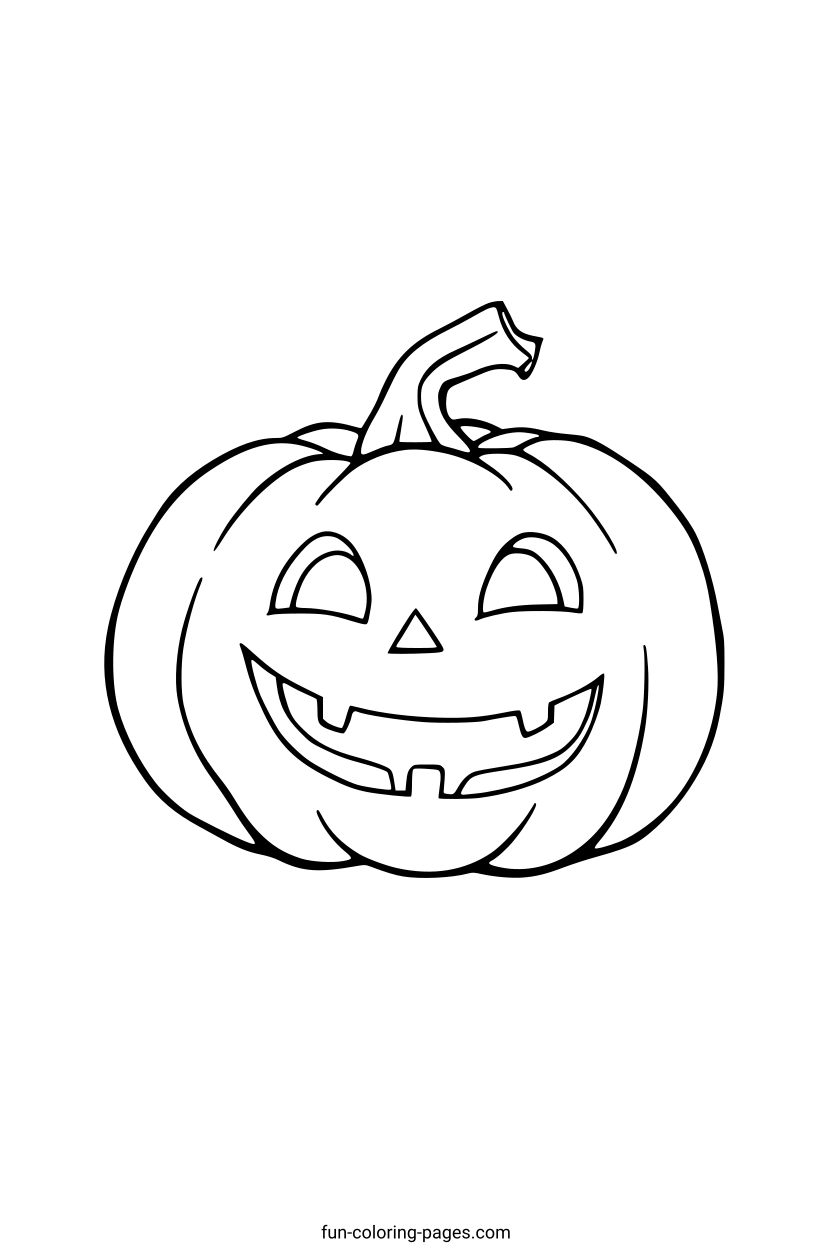 Happy Smiling Pumpkin – free printable coloring page, available as PDF and SVG