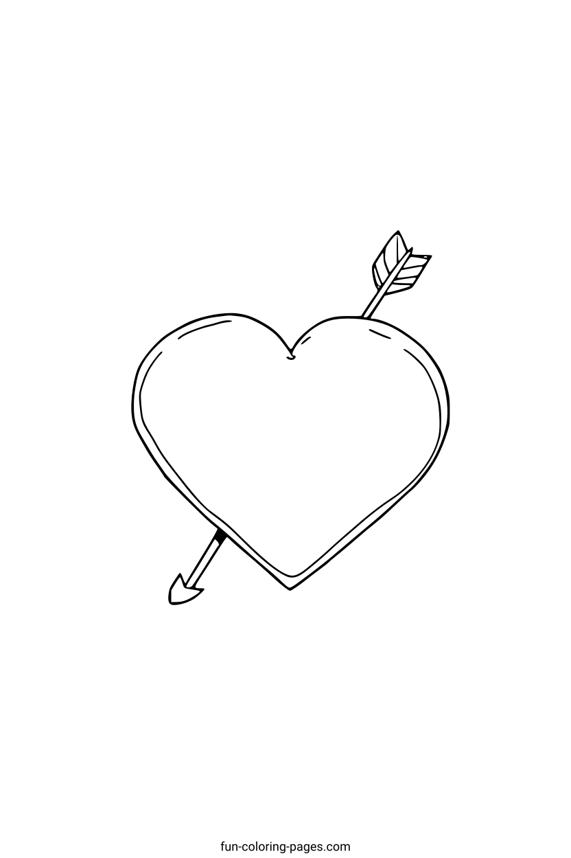 Heart with Arrow – free printable coloring page, available as PDF and SVG