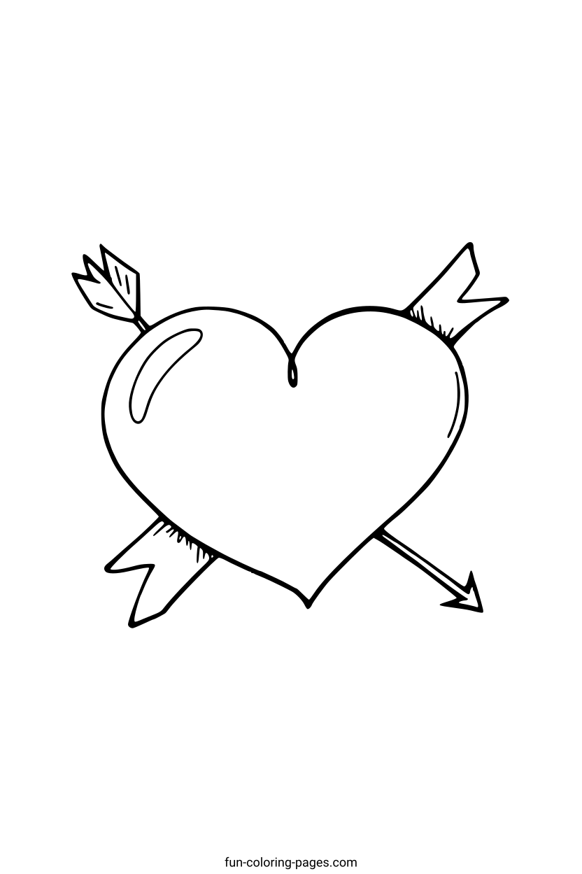 Heart with Arrows – free printable coloring page, available as PDF and SVG