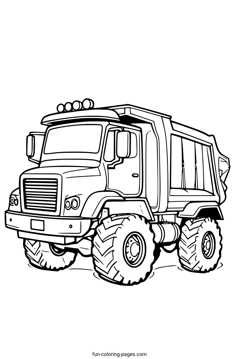 Heavy Dump Truck – free printable coloring page, available as PDF and SVG