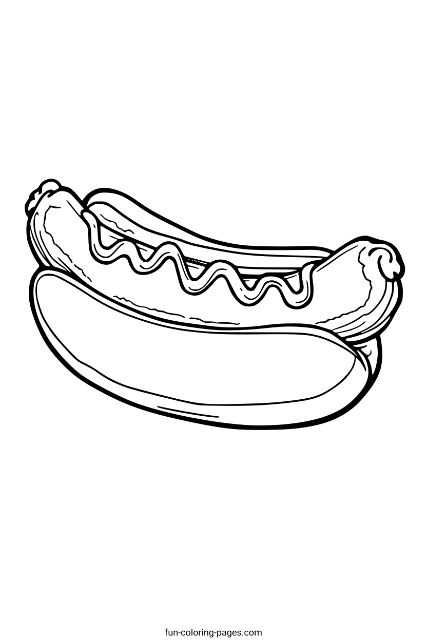 Hot Dog with Ketchup – free printable coloring page, available as PDF and SVG