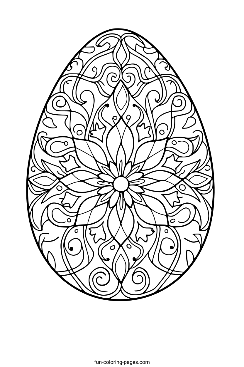 Intricate Easter Egg Mandala – free printable coloring page, available as PDF and SVG