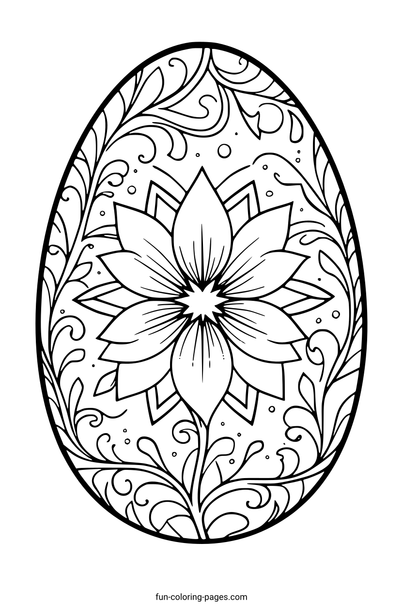 Intricate Floral Easter Egg – free printable coloring page, available as PDF and SVG