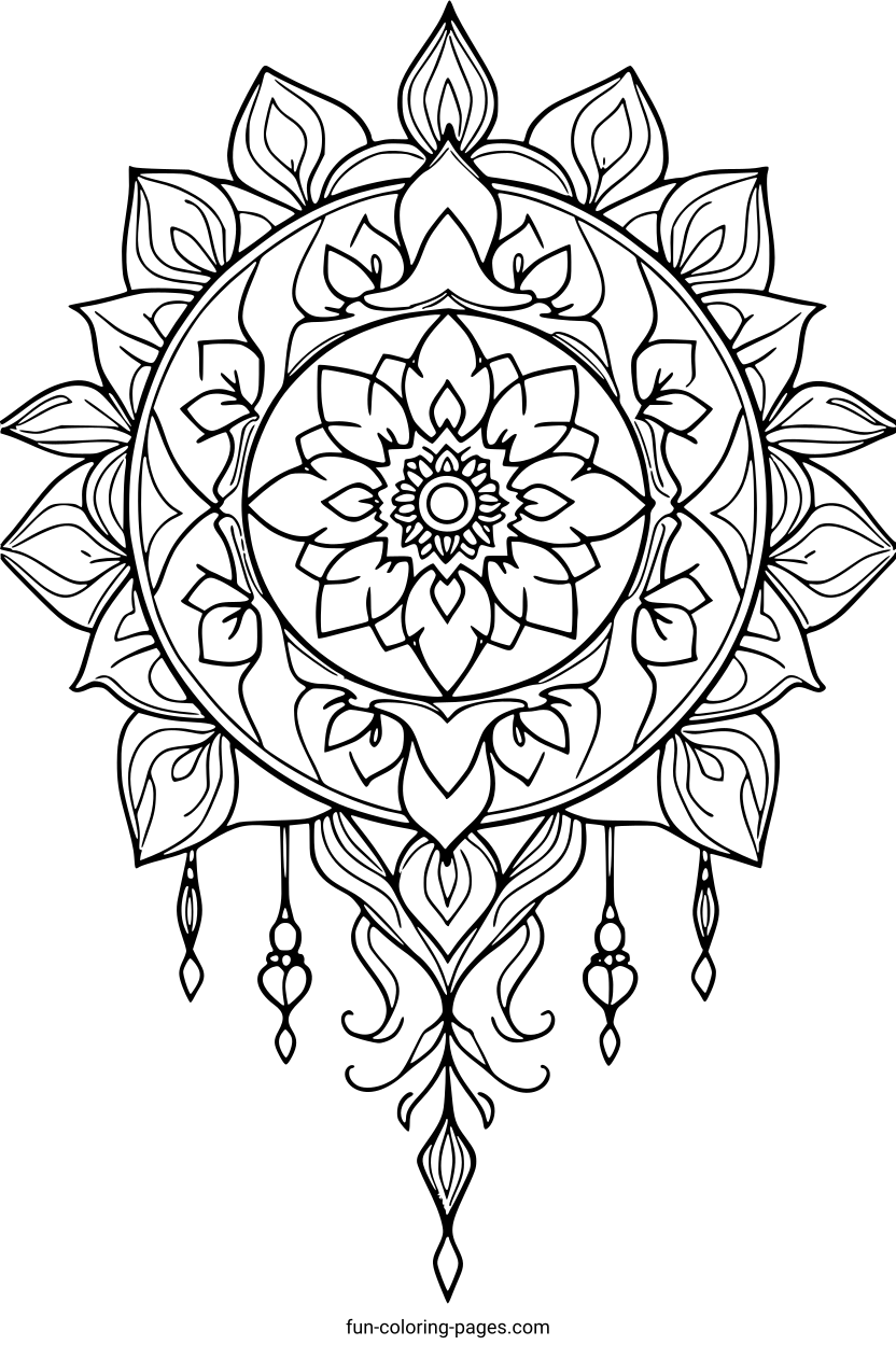 Intricate Floral Mandala – free printable coloring page, available as PDF and SVG