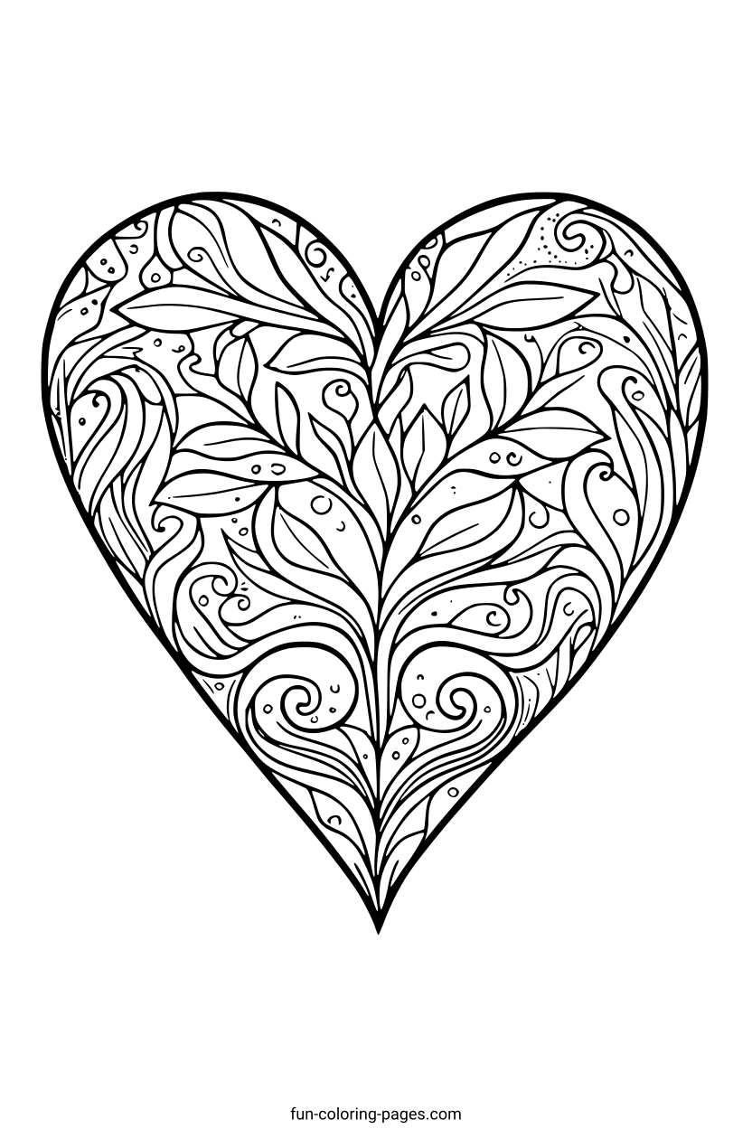 Intricate Heart Mandala – free printable coloring page, available as PDF and SVG
