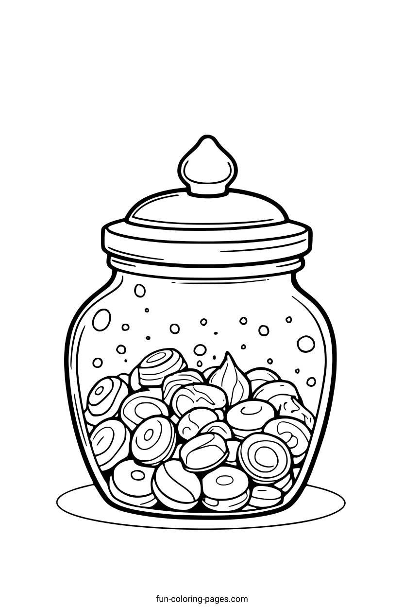 Jar of Sweets – free printable coloring page, available as PDF and SVG