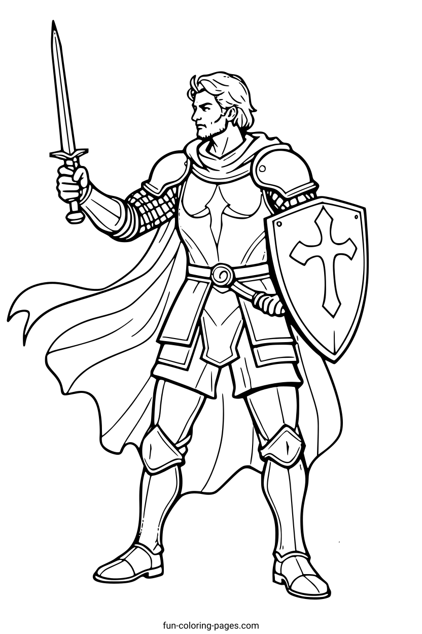 Knight in Armor – free printable coloring page, available as PDF and SVG