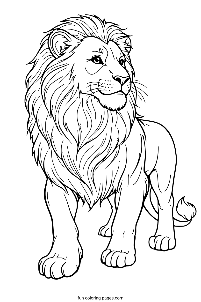 Majestic Lion Portrait – free printable coloring page, available as PDF and SVG