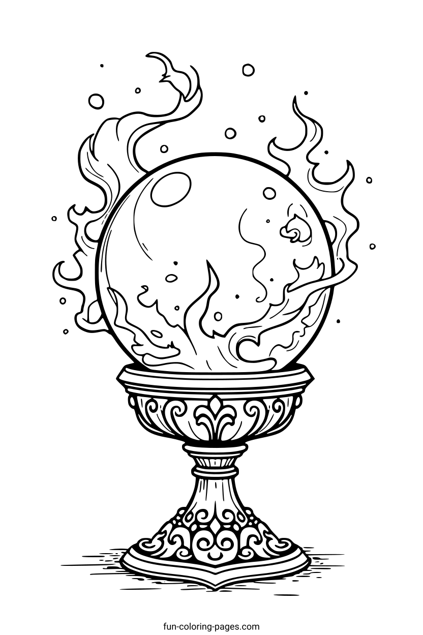 Mystical Crystal Ball – free printable coloring page, available as PDF and SVG