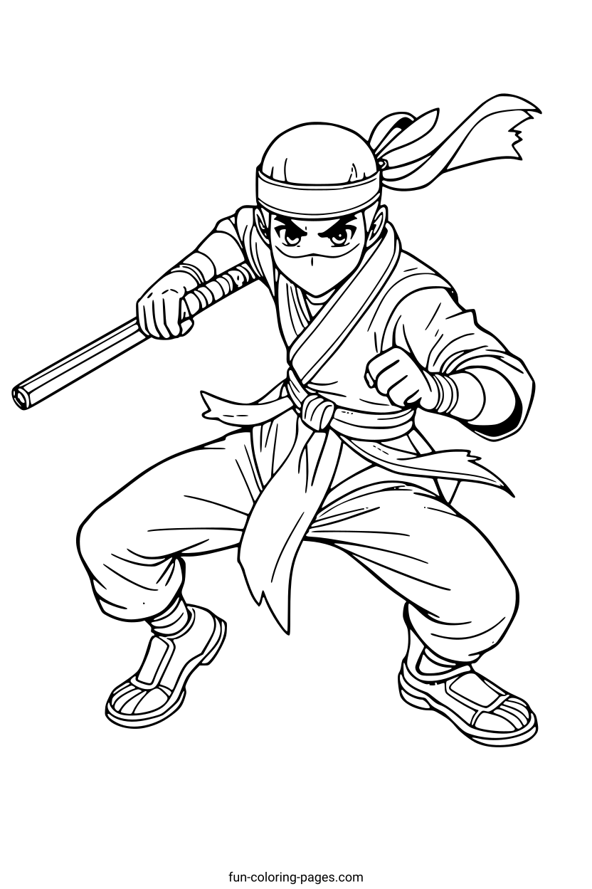 Ninjas Action Pose – free printable coloring page, available as PDF and SVG