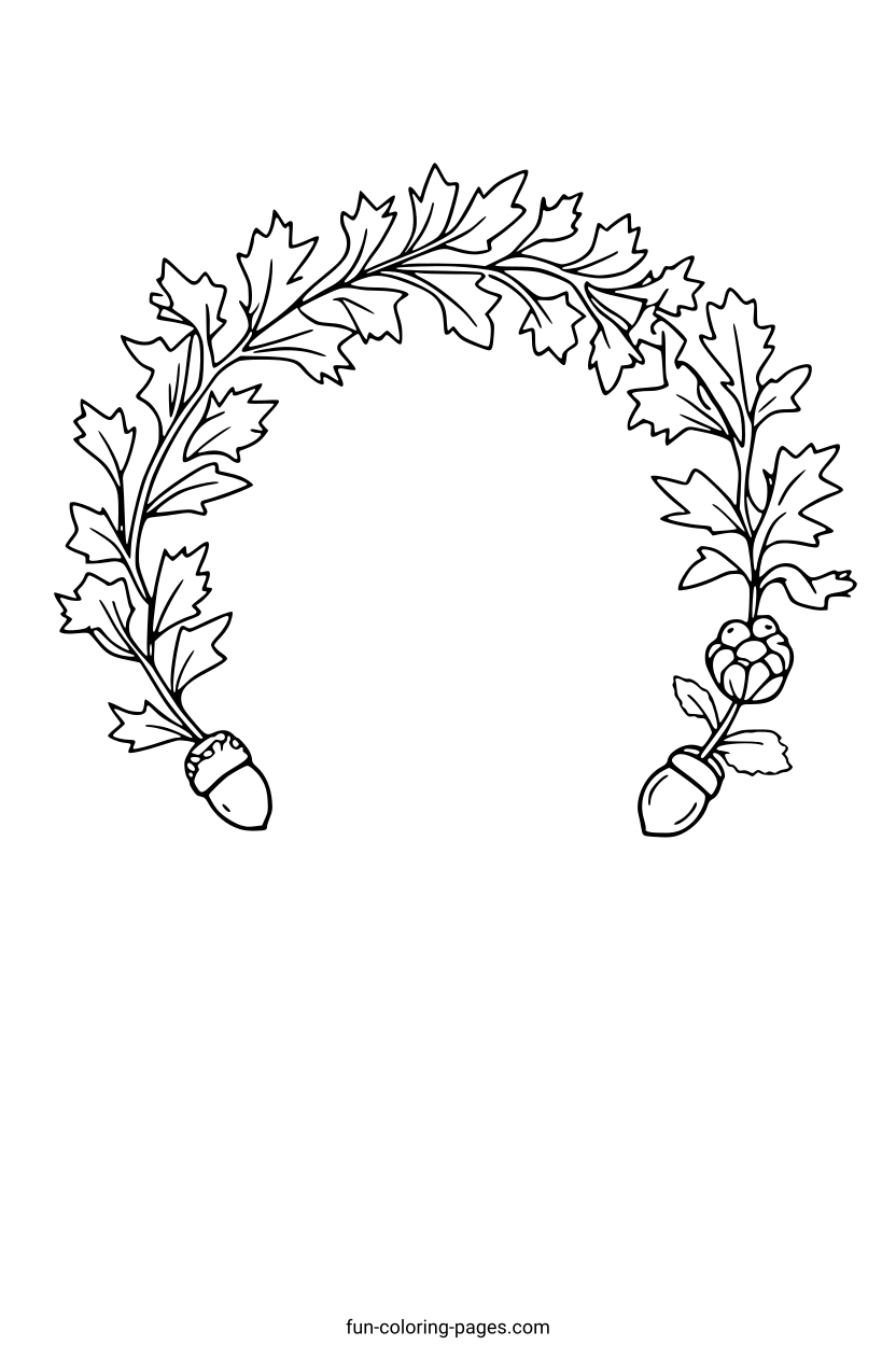 Oak Leaf and Acorns Border – free printable coloring page, available as PDF and SVG