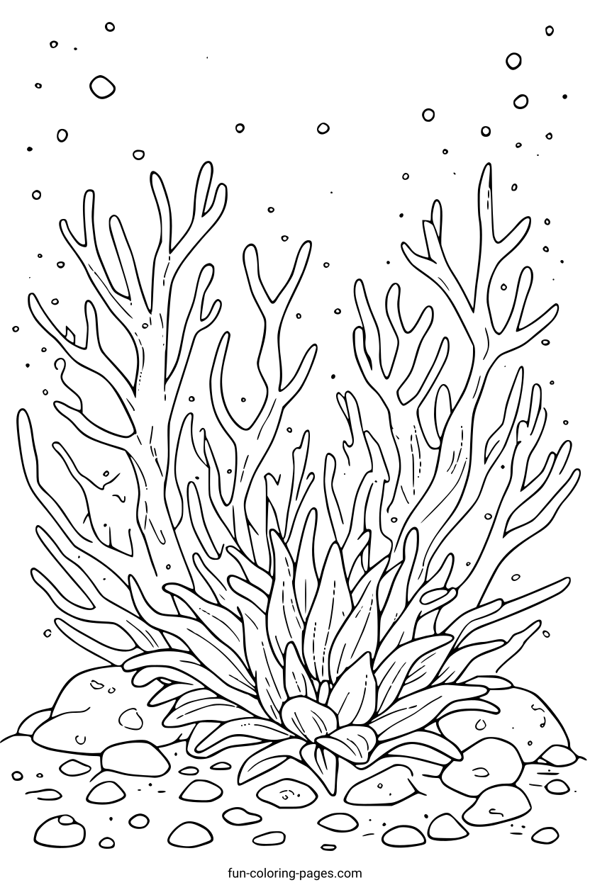 Ocean Coral Reef – free printable coloring page, available as PDF and SVG