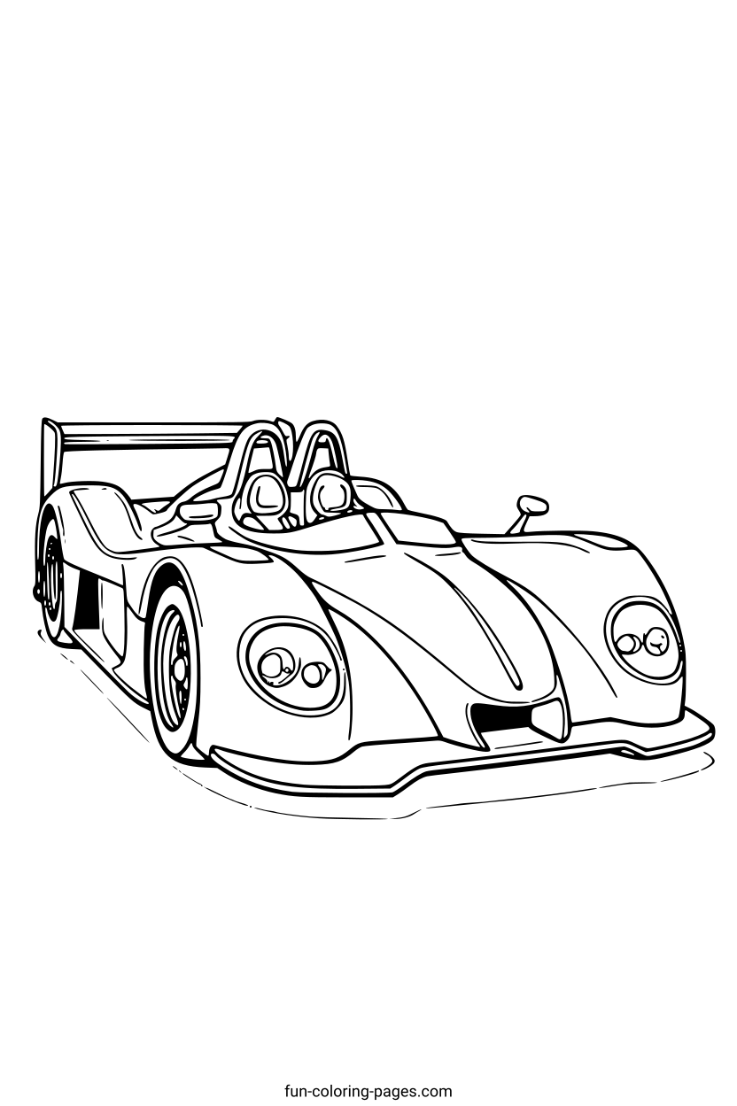 Open-Top Sports Car – free printable coloring page, available as PDF and SVG