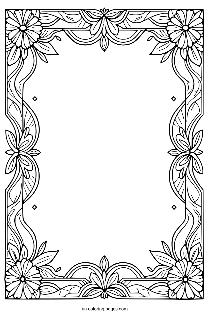 Ornate Floral Border – free printable coloring page, available as PDF and SVG