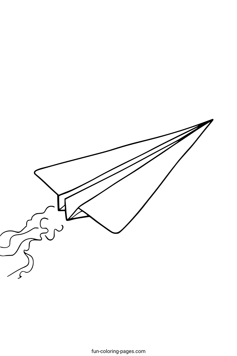 Paper Airplane in Flight – free printable coloring page, available as PDF and SVG