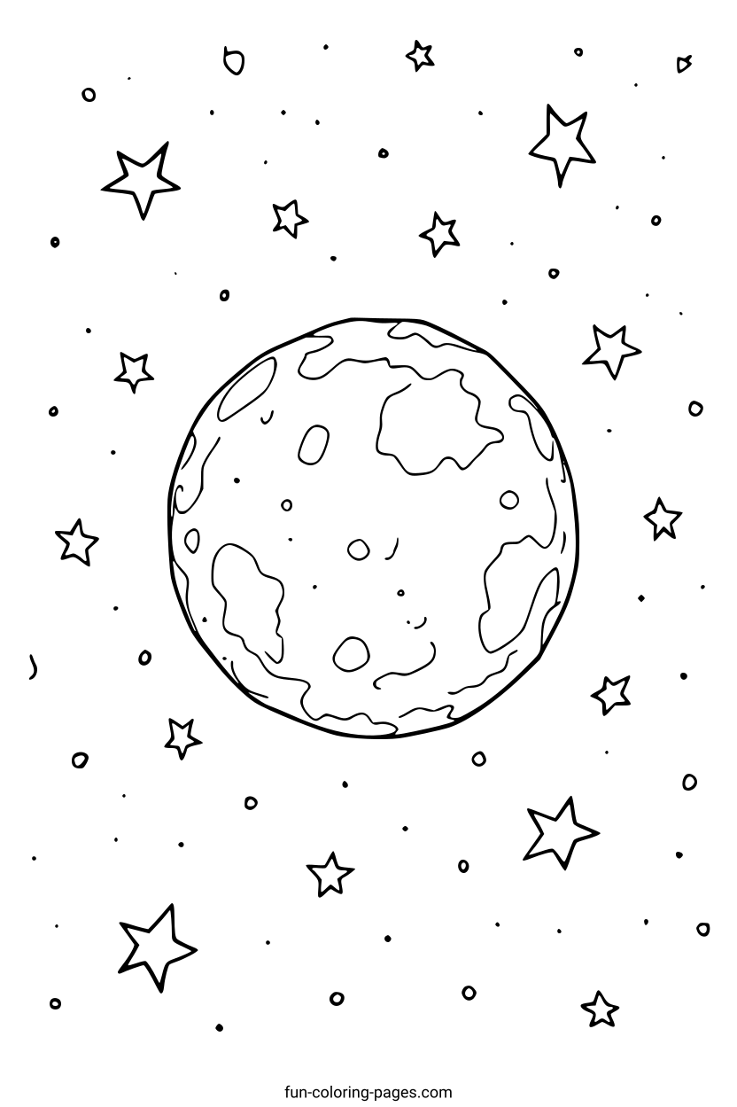 Planet With Starry Night – free printable coloring page, available as PDF and SVG