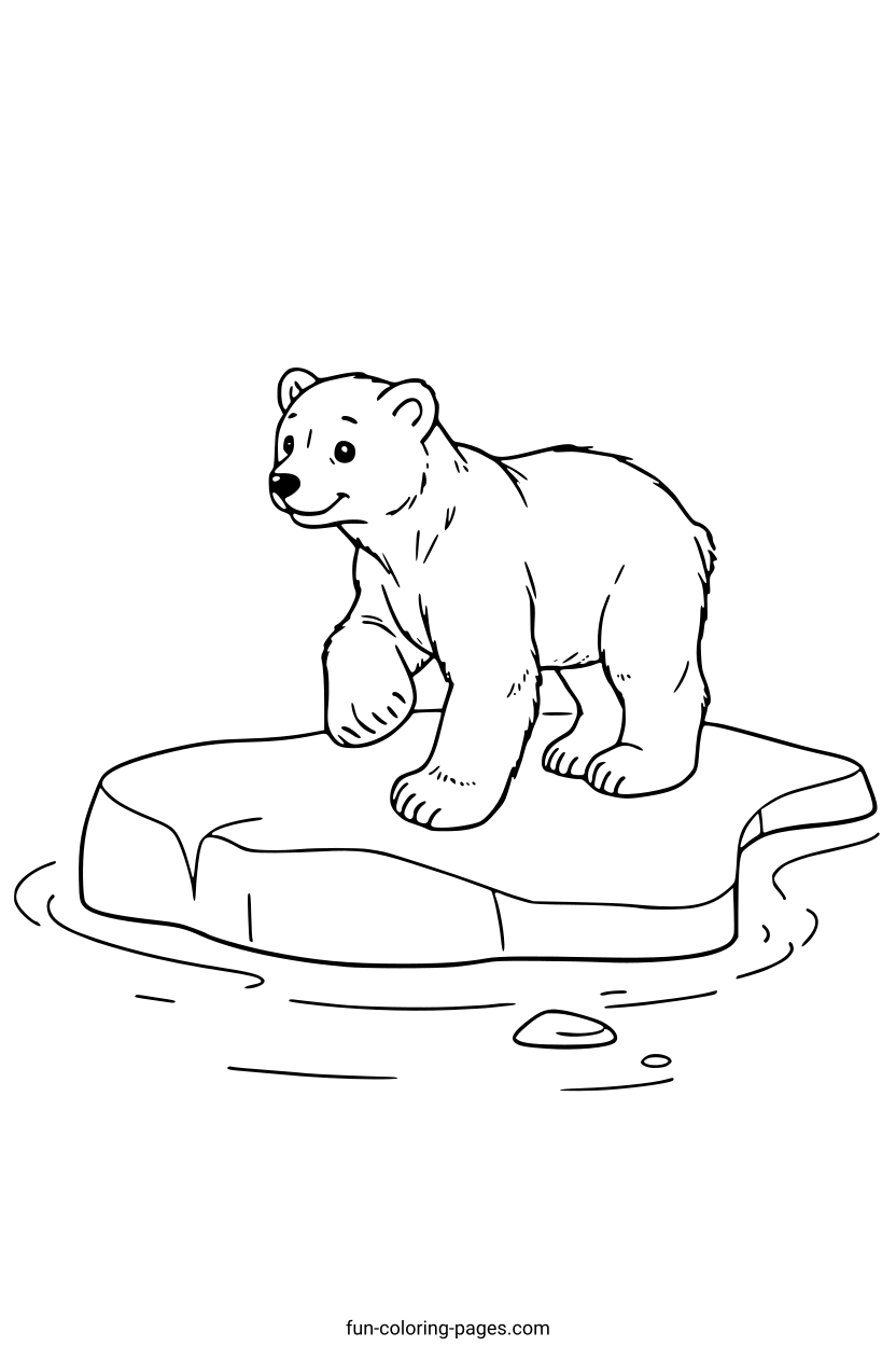 Polar Bear on Ice Floe – free printable coloring page, available as PDF and SVG