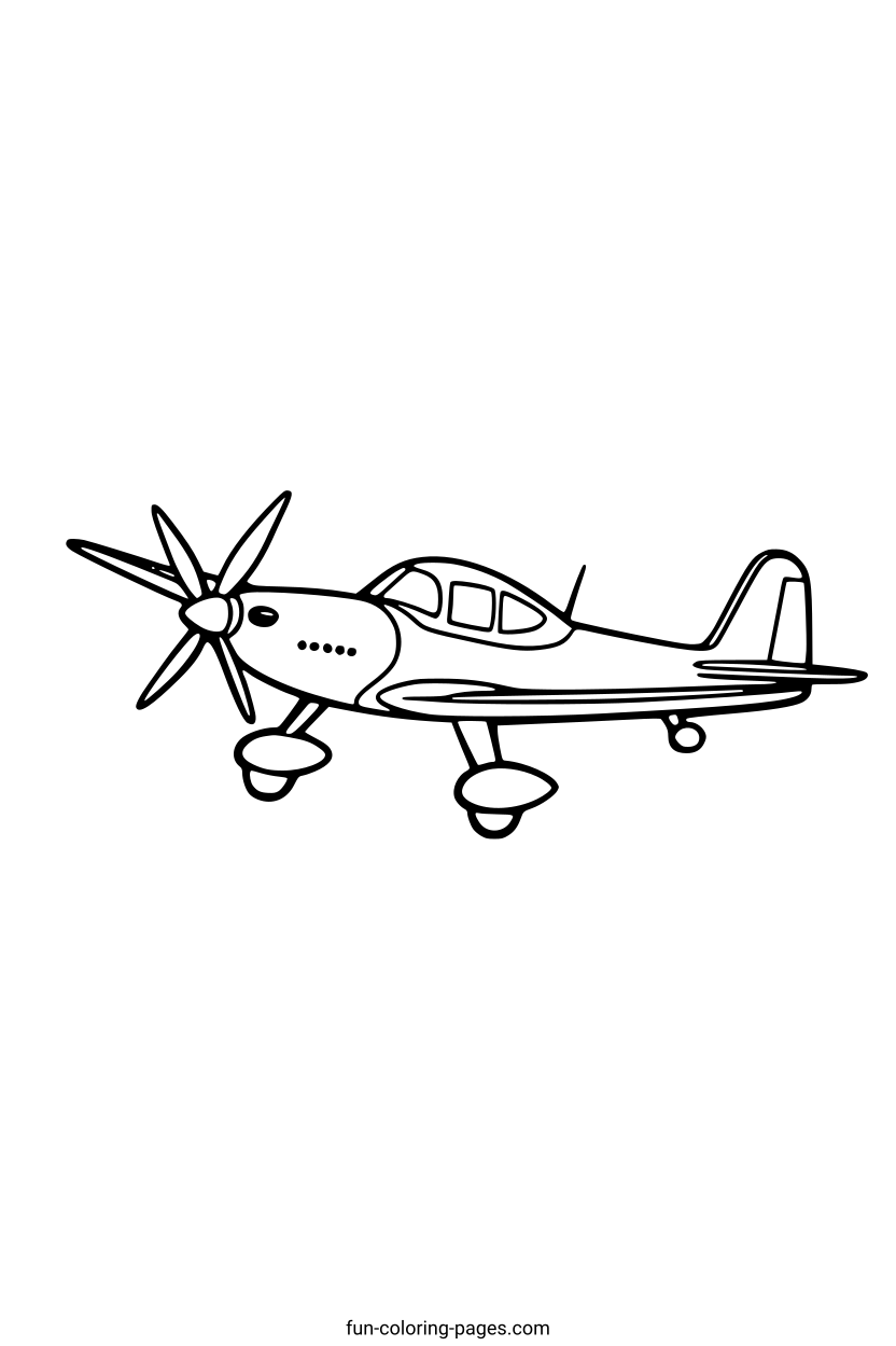 Propeller Airplane – free printable coloring page, available as PDF and SVG