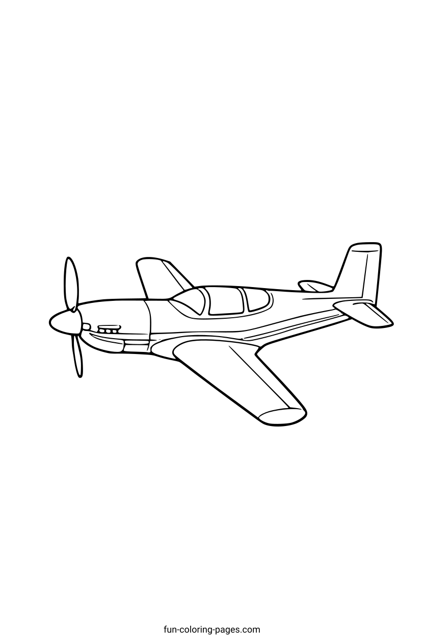 Propeller Airplane in Flight – free printable coloring page, available as PDF and SVG