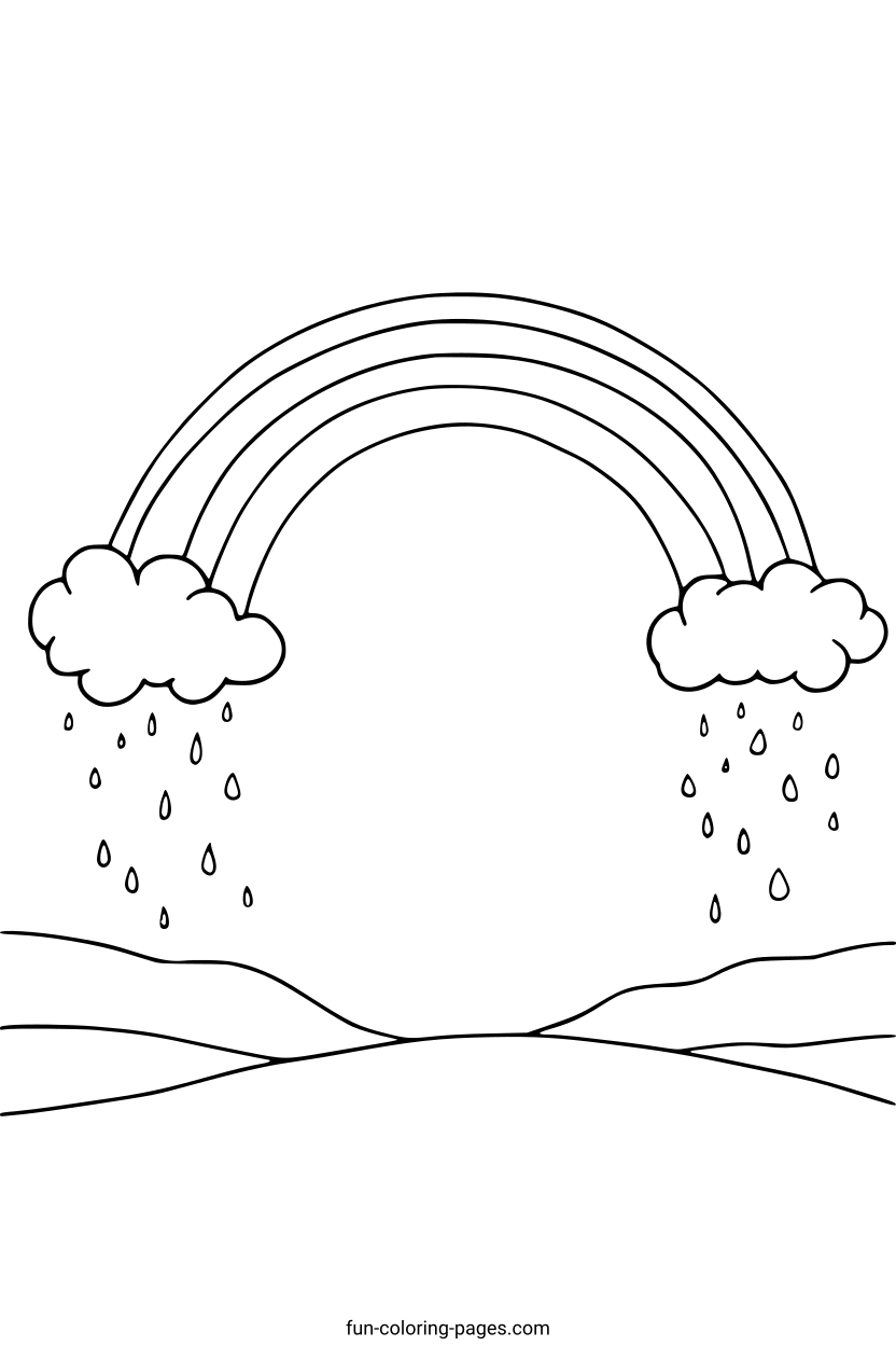 Rainbow After Rain – free printable coloring page, available as PDF and SVG