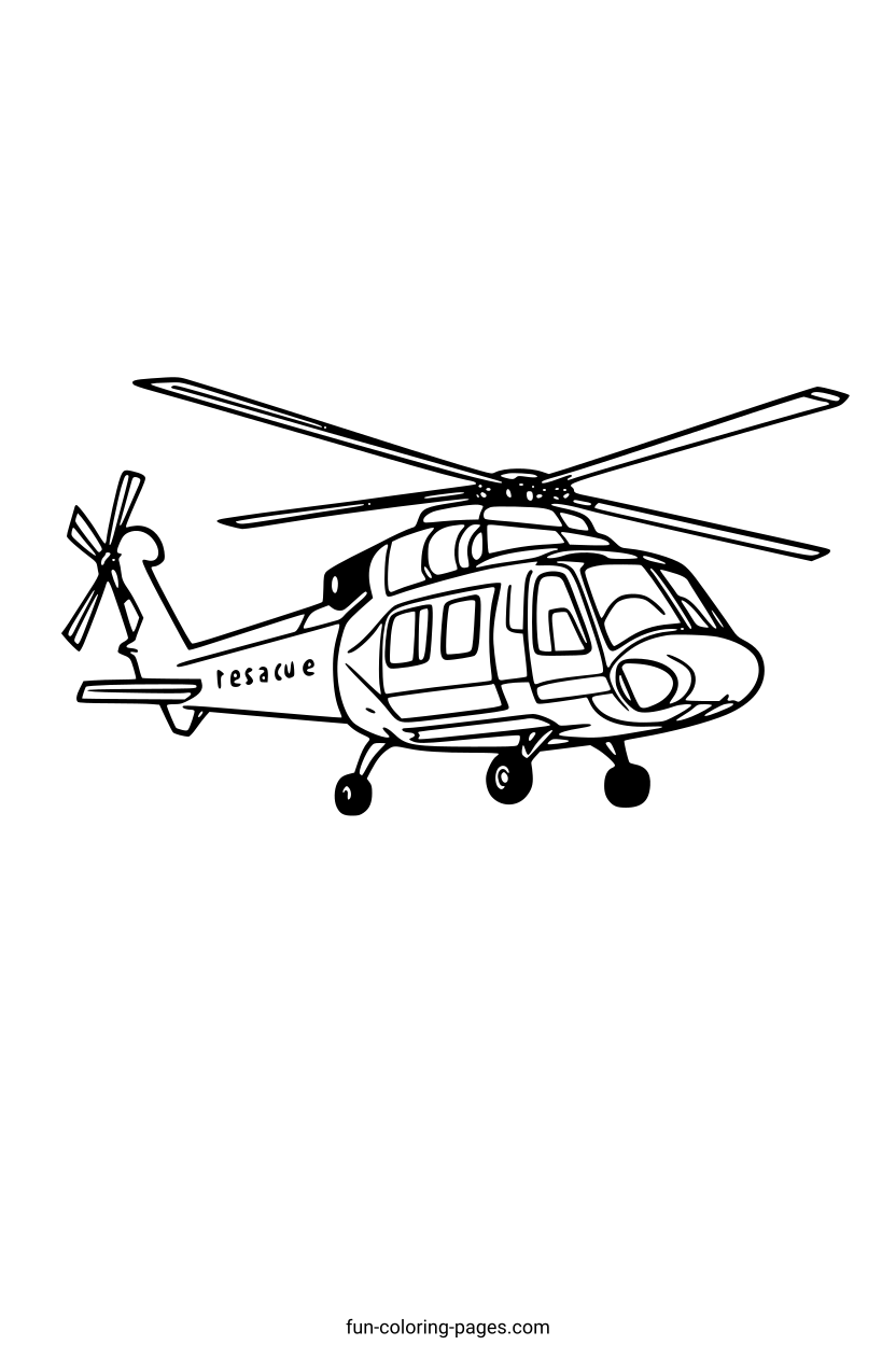 Rescue Helicopter in Flight – free printable coloring page, available as PDF and SVG