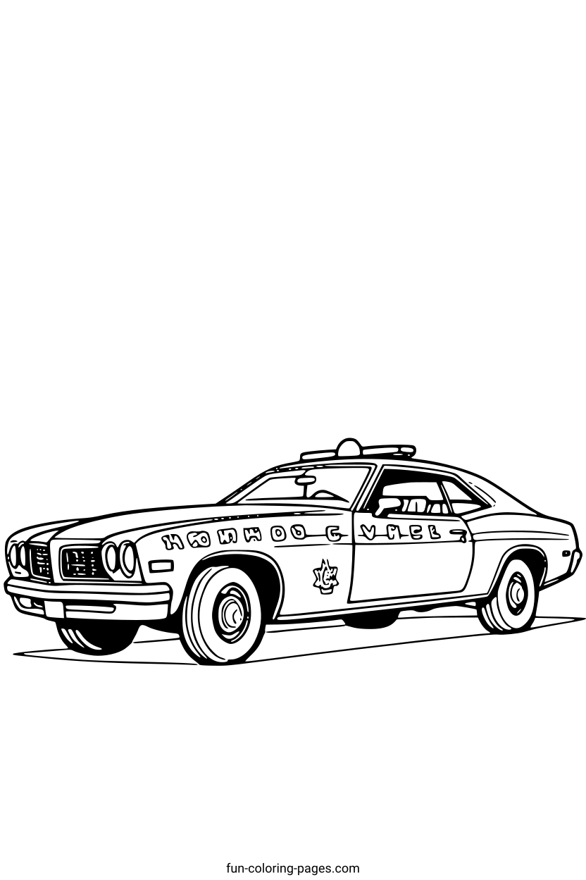 Retro Police Car – free printable coloring page, available as PDF and SVG