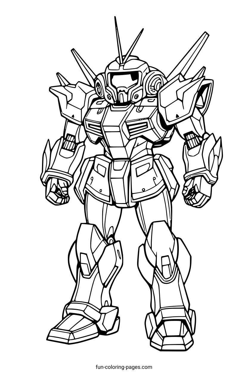 Robotic Warrior – free printable coloring page, available as PDF and SVG