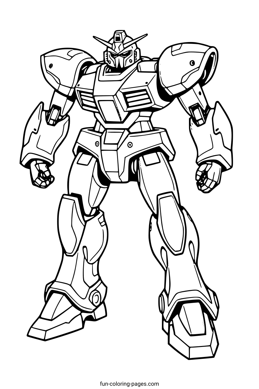 Robotic Warrior in Action – free printable coloring page, available as PDF and SVG