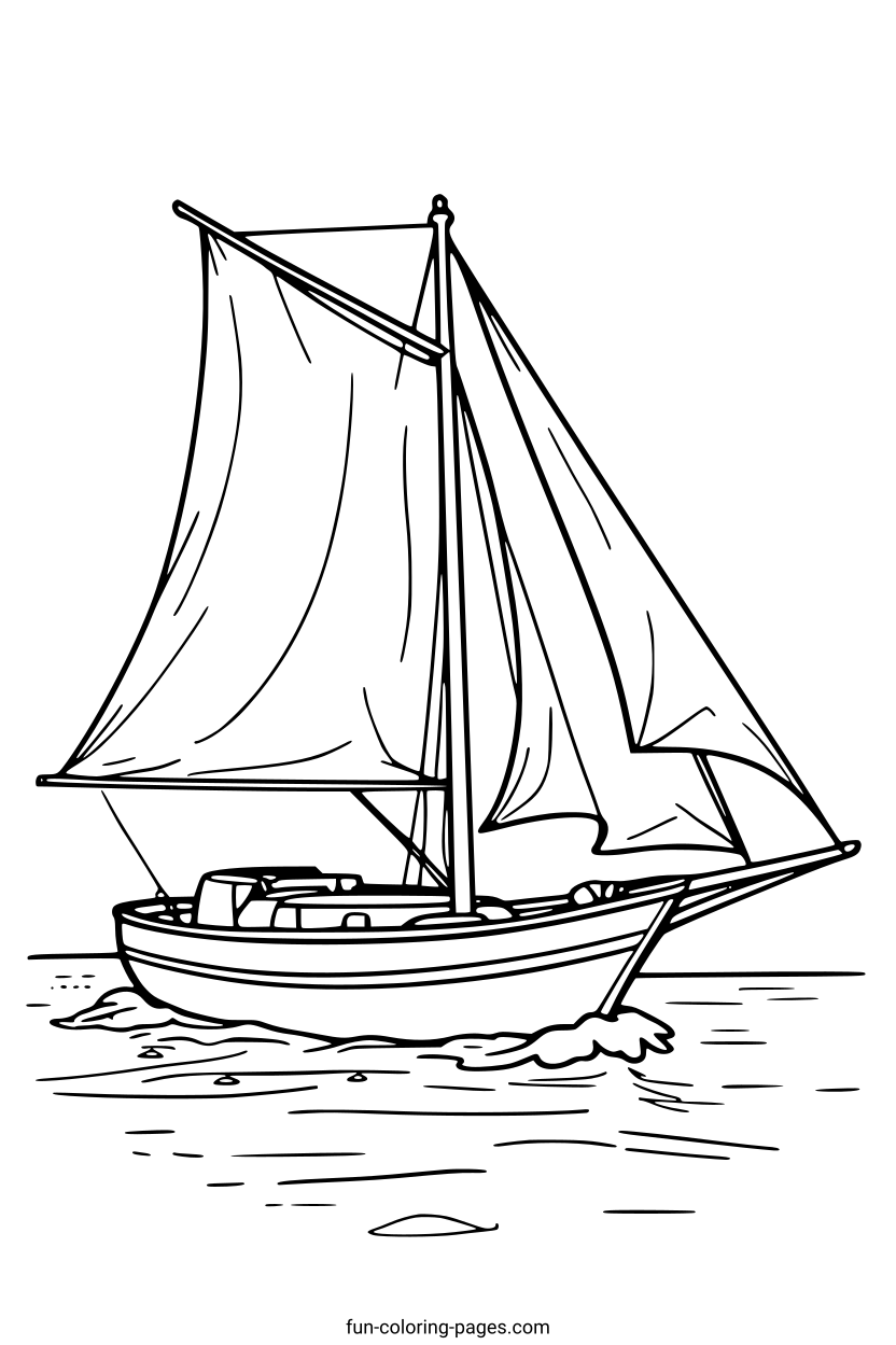 Sailing Boat on Calm Waters – free printable coloring page, available as PDF and SVG
