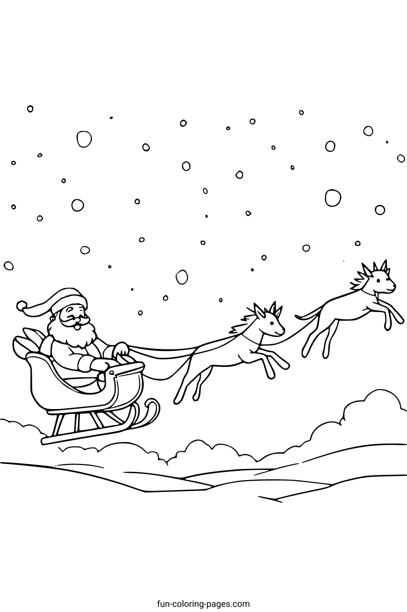 Santa Claus in a Sleigh – free printable coloring page, available as PDF and SVG