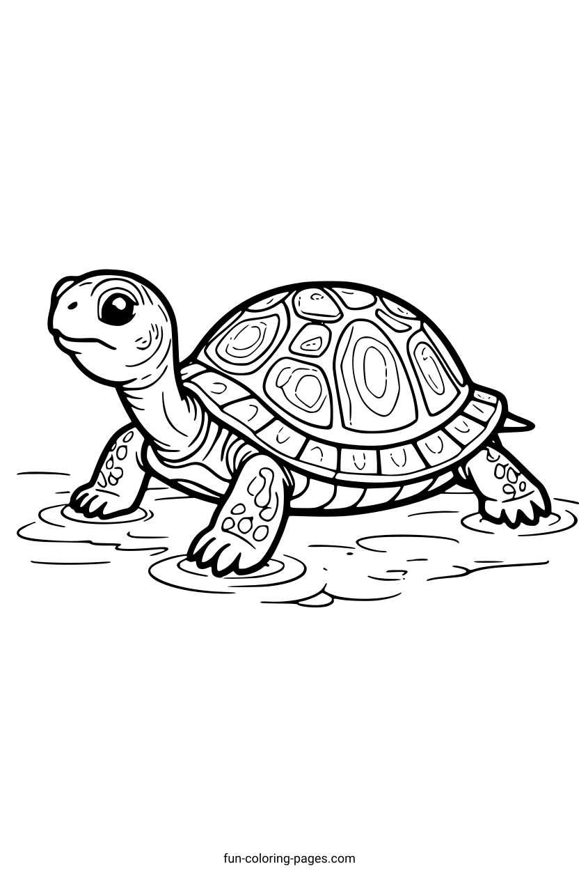 Sea Turtle in Water – free printable coloring page, available as PDF and SVG