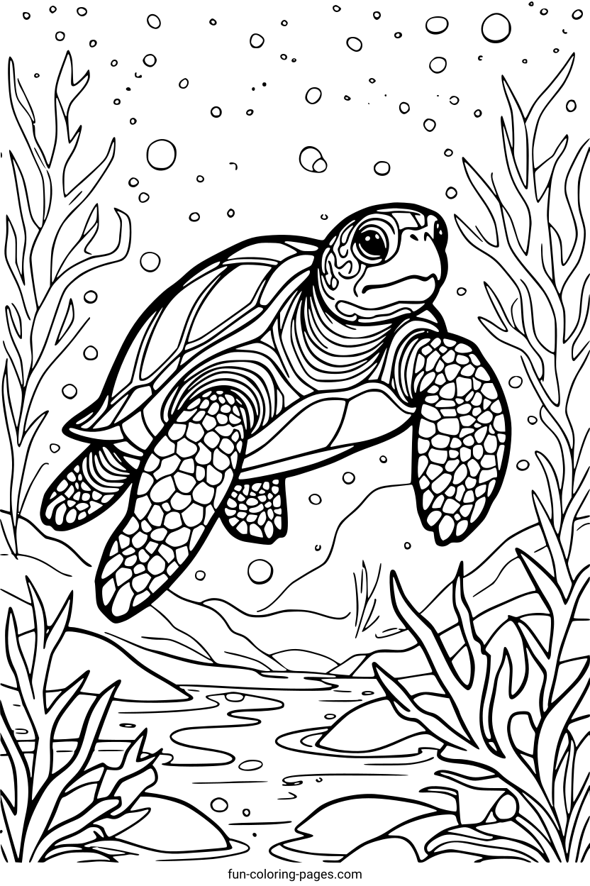 Sea Turtle Swimming – free printable coloring page, available as PDF and SVG