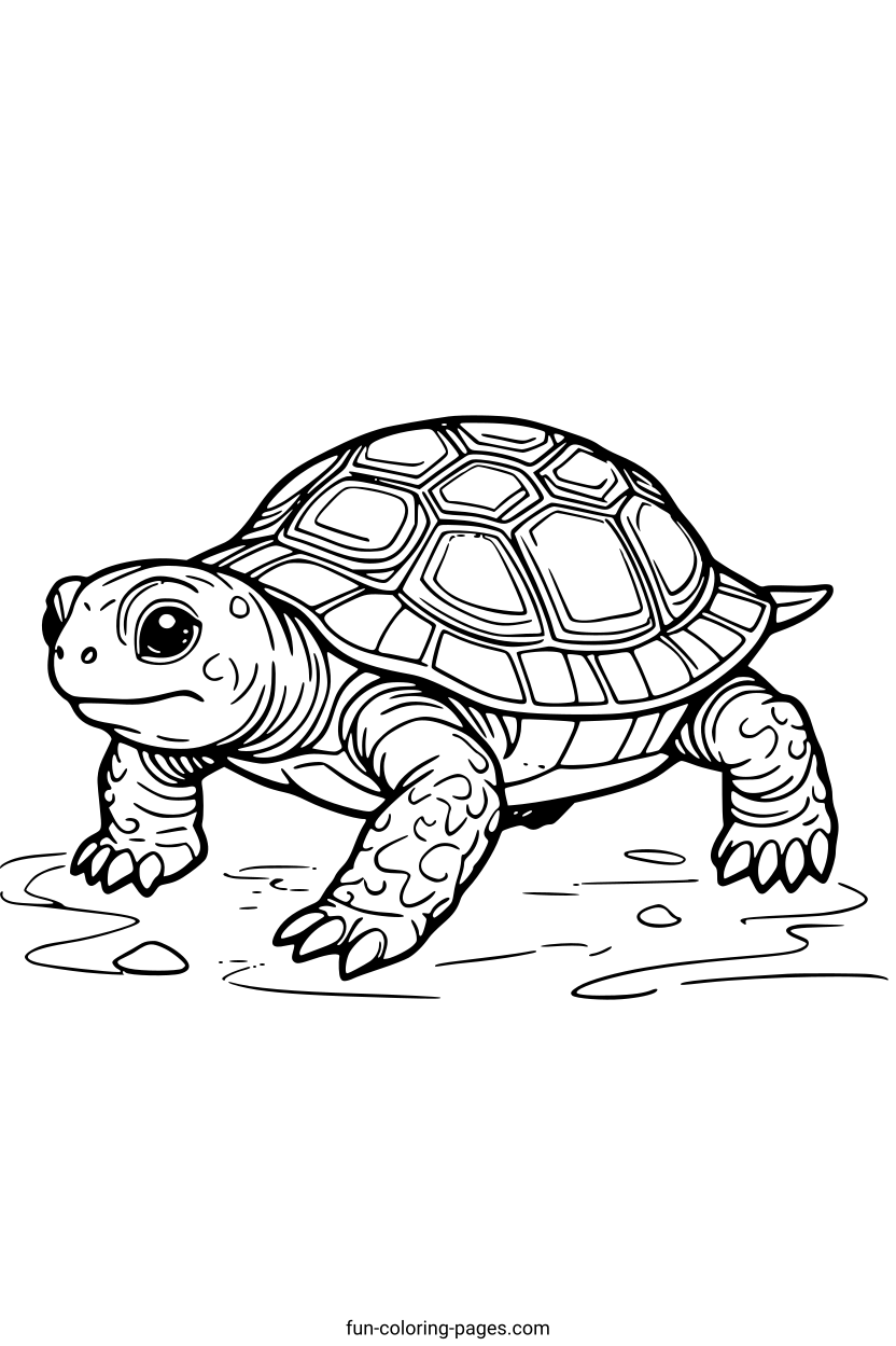 Sea Turtle Walking in Water – free printable coloring page, available as PDF and SVG