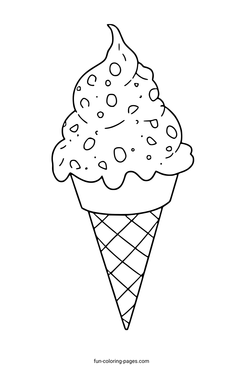 Simple Ice Cream Cone – free printable coloring page, available as PDF and SVG