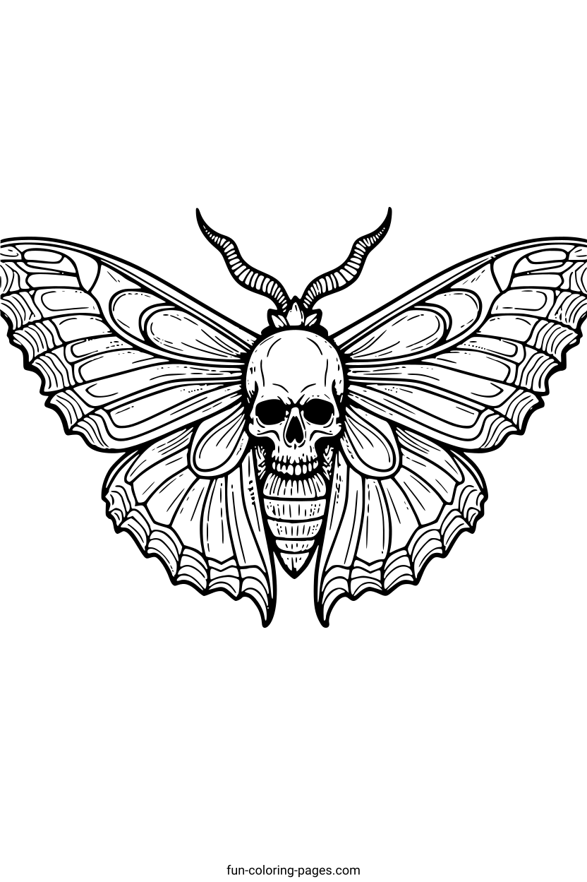 Skull Pattern Death's-Head Moth – free printable coloring page, available as PDF and SVG