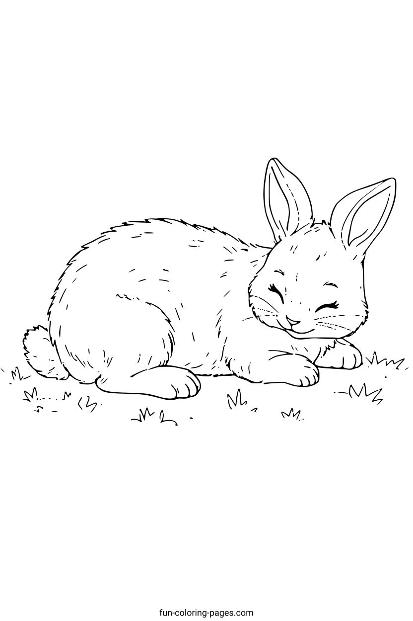 Sleeping Bunny on Grass – free printable coloring page, available as PDF and SVG