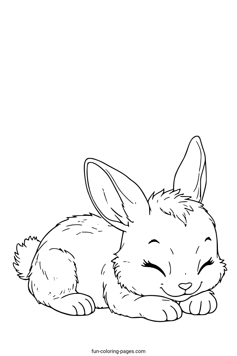 Sleepy Rabbit – free printable coloring page, available as PDF and SVG